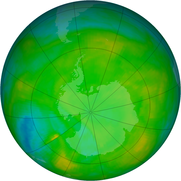 Antarctic ozone map for 08 December 1983